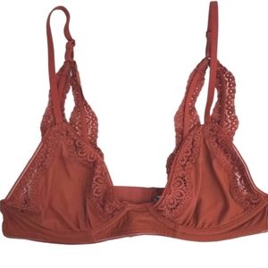 AERIE UNLINED TRIANGLE DEMI BRA. RUST/32B